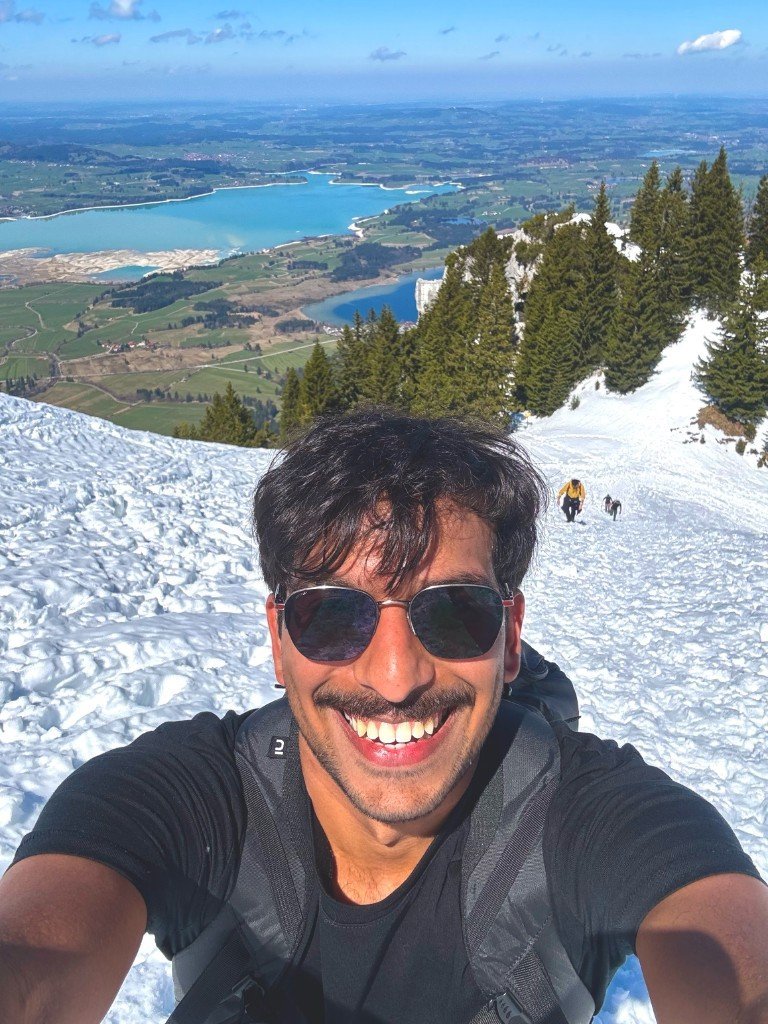 Shahnavaz on a snowy trail in the German Alps